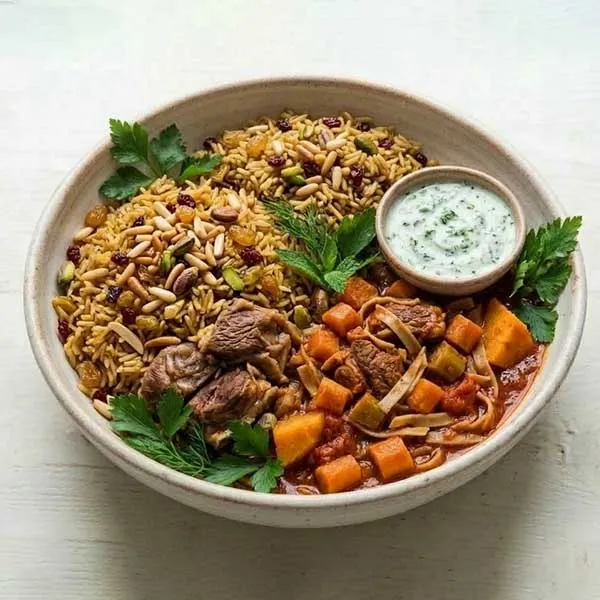 Mutton matazeez with ouzi rice